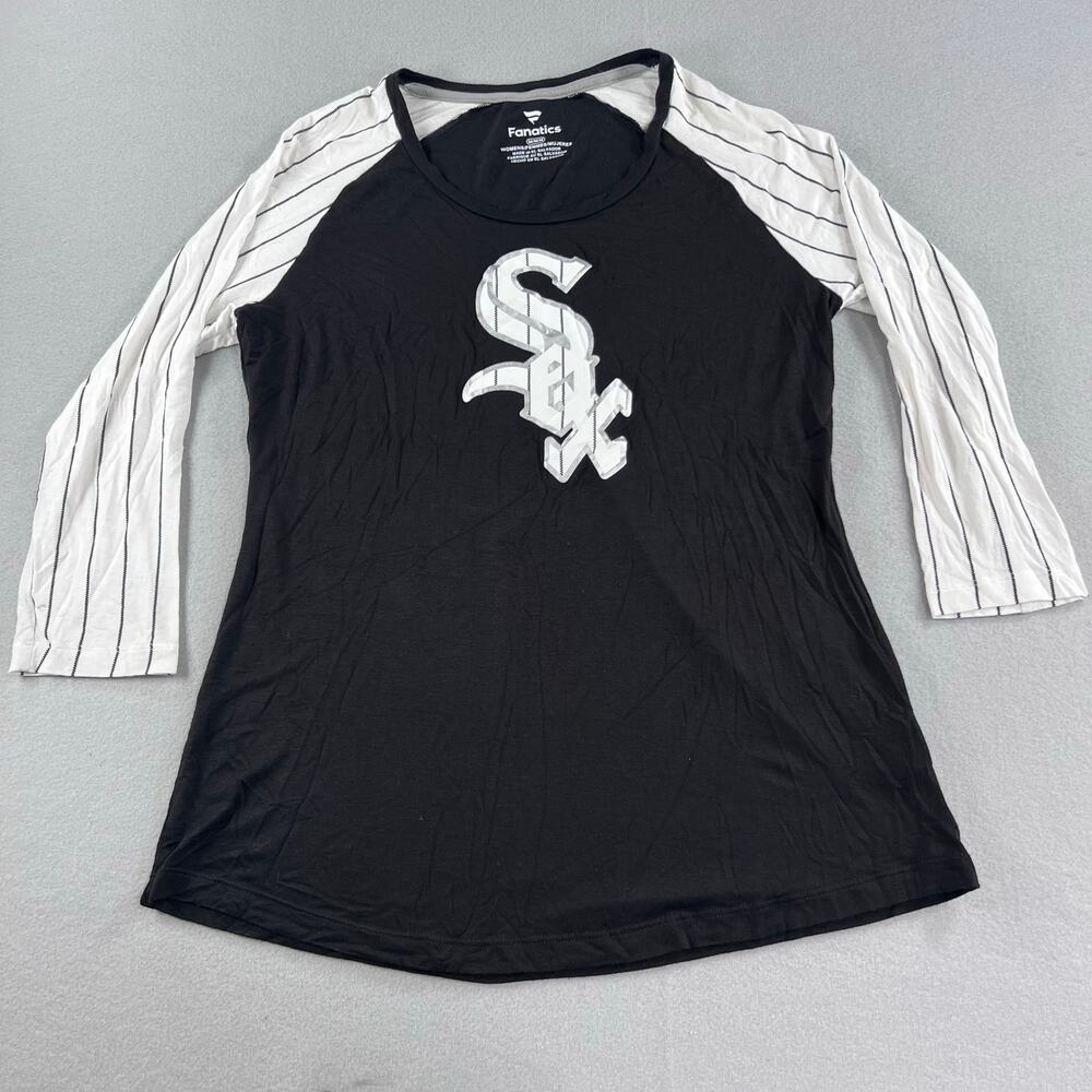 Fanatics Chicago White Sox MLB Raglan 3/4 Sleeve Graphic T-Shirt Womens Size M